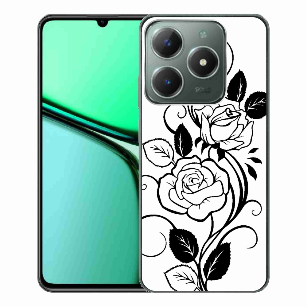 Gelový kryt mmCase na Realme C61 - černobílá růže