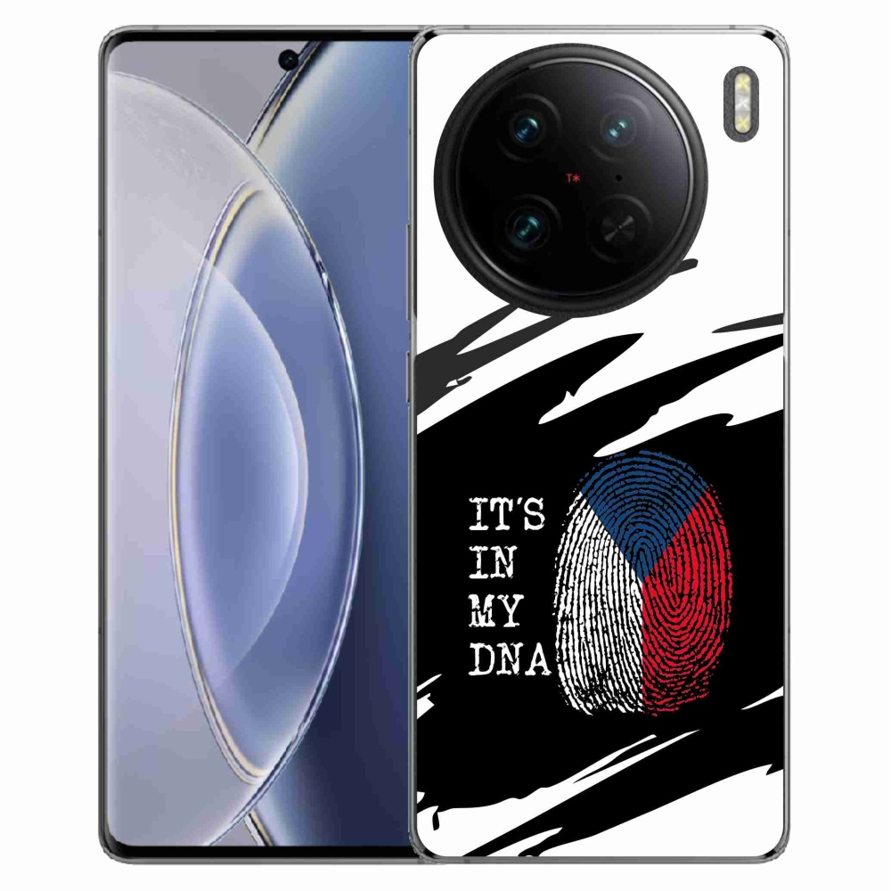 Gelový kryt mmCase na Vivo X90 Pro - vlajka otisk prstu černobílé pozadí