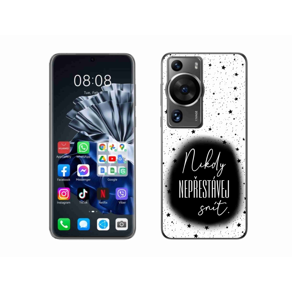 Gelový kryt mmCase na Huawei P60 Pro - citát 1 černobílé pozadí