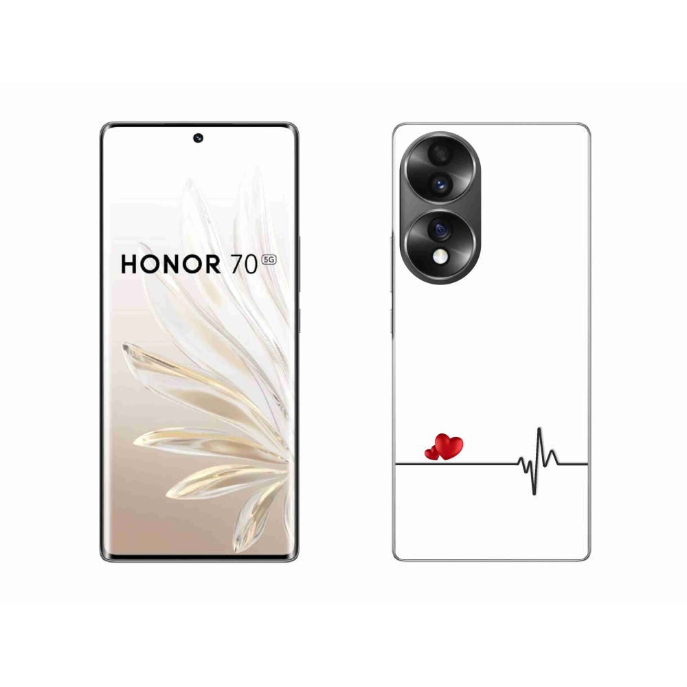 Gelový kryt mmCase na Honor 70 - srdce a tep bílé pozadí