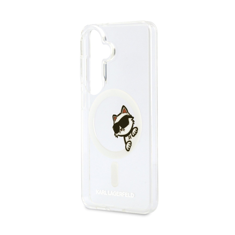 Karl Lagerfeld IML Choupette Peekaboo Logo Magnetic Zadní Kryt pro Samsung Galaxy S26+ Transparent