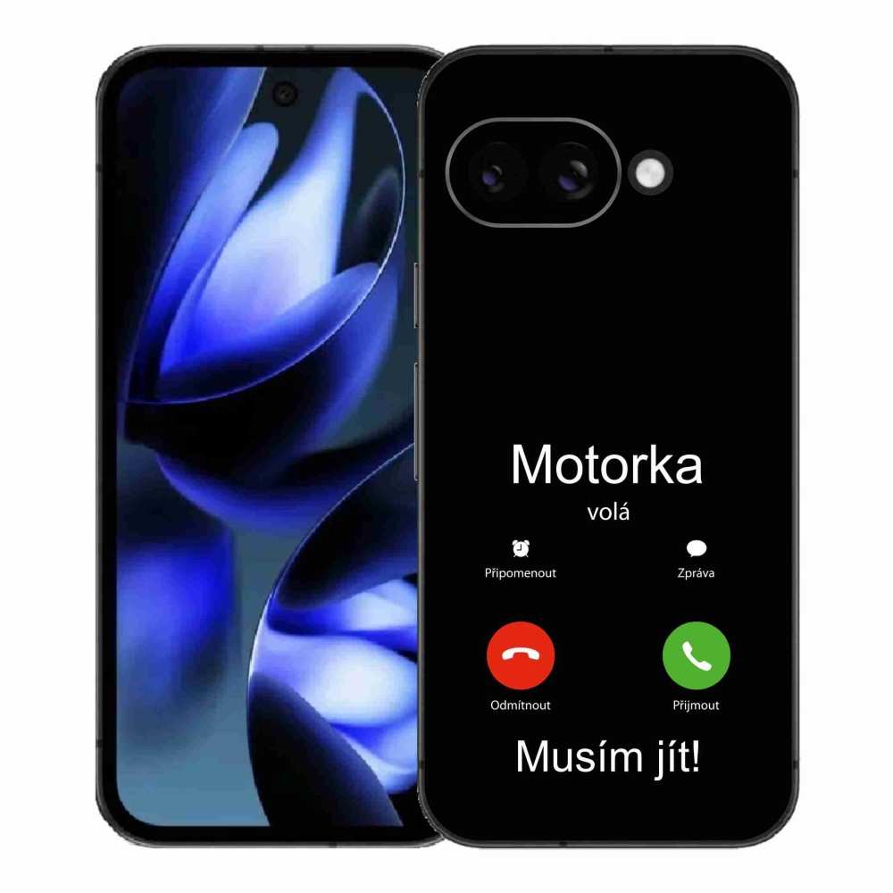 Gelový kryt mmCase na Google Pixel 9a - motorka volá černé pozadí