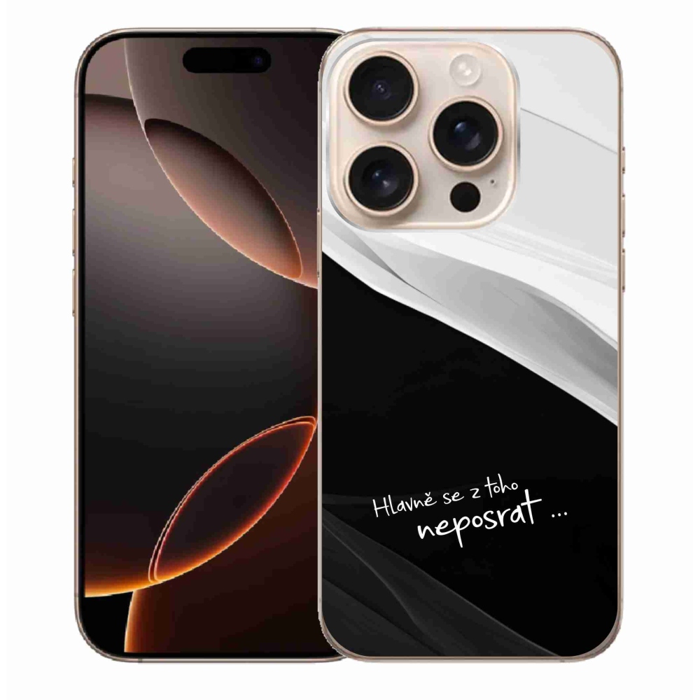 Gelový kryt mmCase na iPhone 16 Pro Max - vtipný text 13 černobílé pozadí