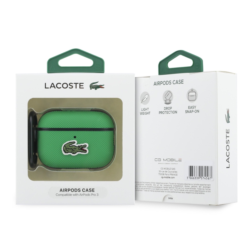 Lacoste Petit Pique Croc Logo Patch Pouzdro pro AirPods Pro 3 Green