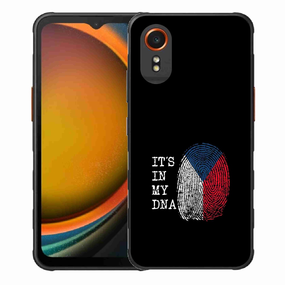 Gelový kryt mmCase na Samsung Galaxy Xcover 7 - vlajka otisk prstu černé pozadí