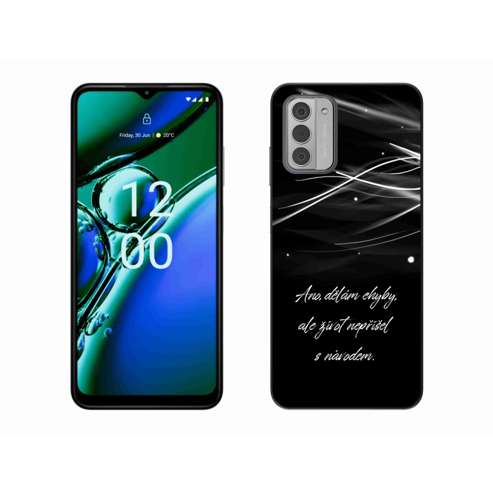 Gelový kryt mmCase na Nokia G42 - citát černé pozadí