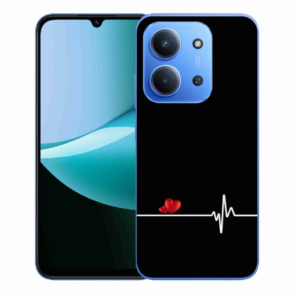 Gelový kryt mmCase na Xiaomi Redmi 15C 4G/5G (173mm) - srdce a tep černé pozadí