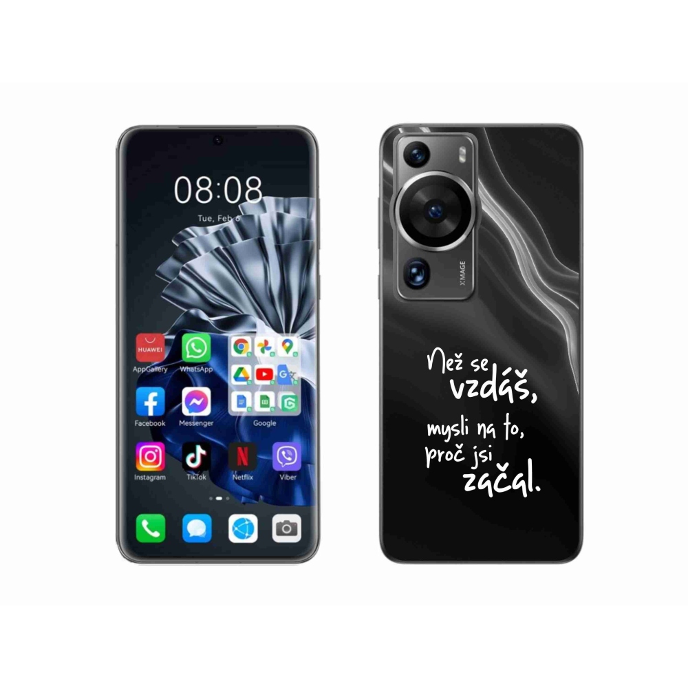 Gelový kryt mmCase na Huawei P60 Pro - citát 2 černé pozadí
