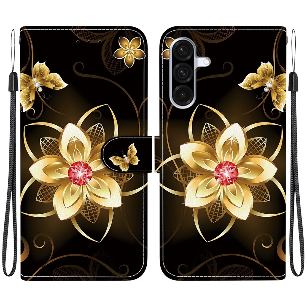 Versatile knížkové pouzdro na Samsung Galaxy A36 5G/A56 5G - zlatý květ