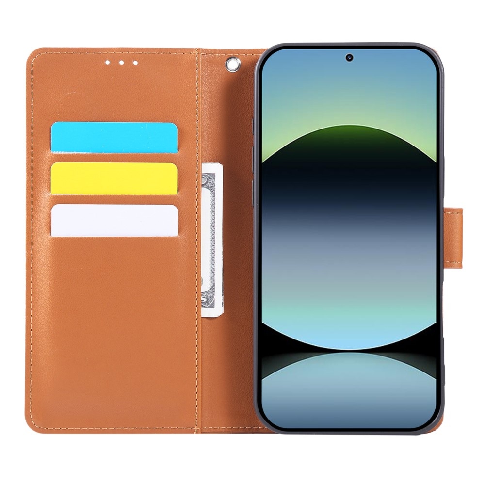 Rose knížkové pouzdro na Xiaomi Poco M7 Pro 5G/Note 14 5G - hnědé