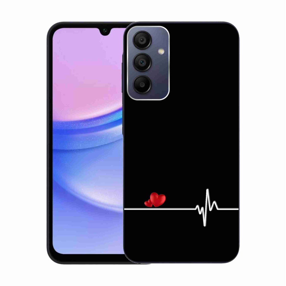Gelový kryt mmCase na Samsung Galaxy A15 4G/5G - srdce a tep černé pozadí