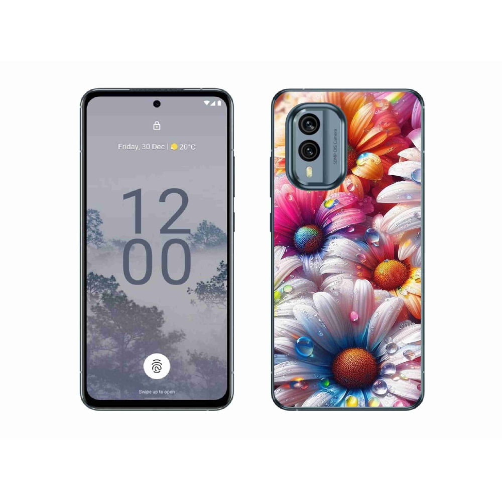 Gelový kryt mmCase na Nokia X30 5G - barevné kopretiny