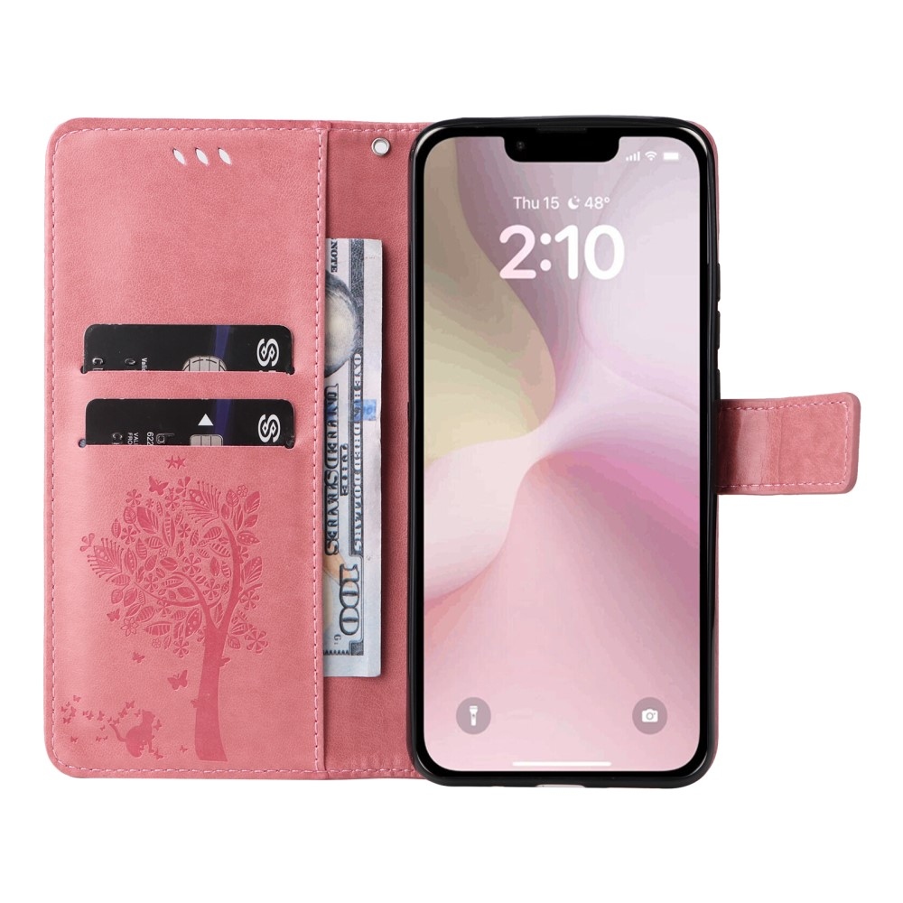 Trees knížkové pouzdro na iPhone 16e - růžové