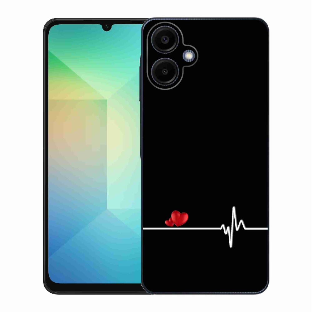 Gelový kryt mmCase na Samsung Galaxy A06 4G - srdce a tep černé pozadí