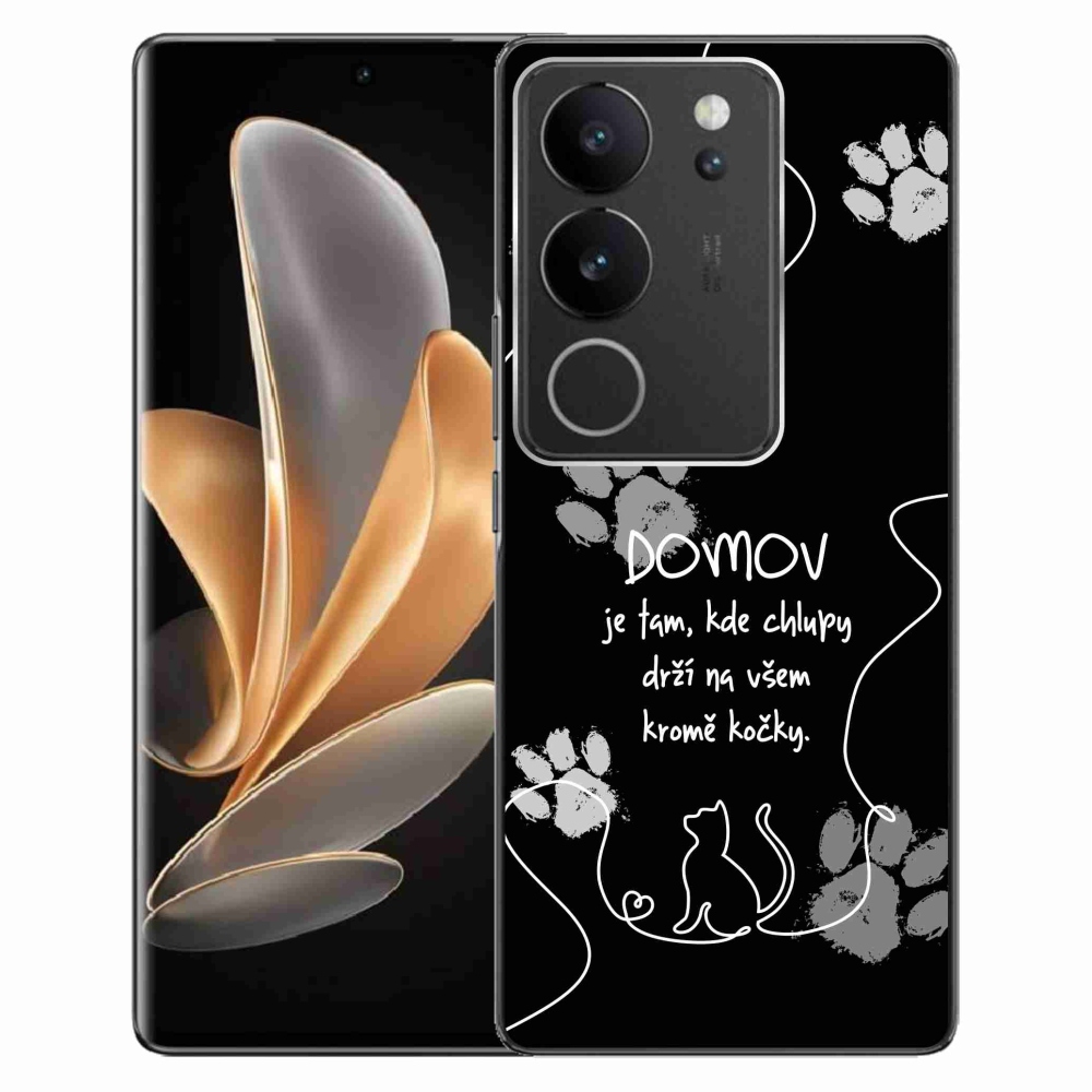 Gelový kryt mmCase na Vivo V29 5G - kočičí motiv černé pozadí