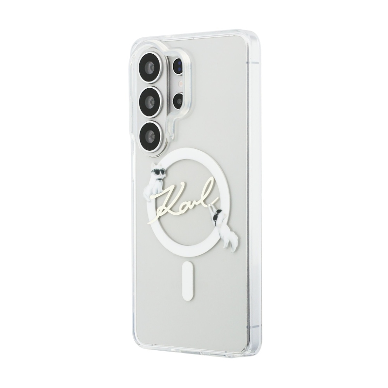 Karl Lagerfeld IML Choupette Karl Script Logo Magnetic Zadní Kryt pro Samsung Galaxy S26 Ultra Transparent