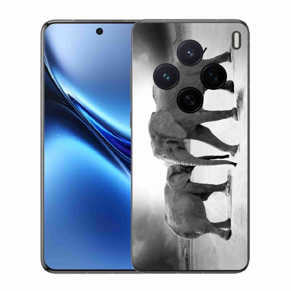 Gelový kryt mmCase na Vivo X200 5G - černobílí sloni