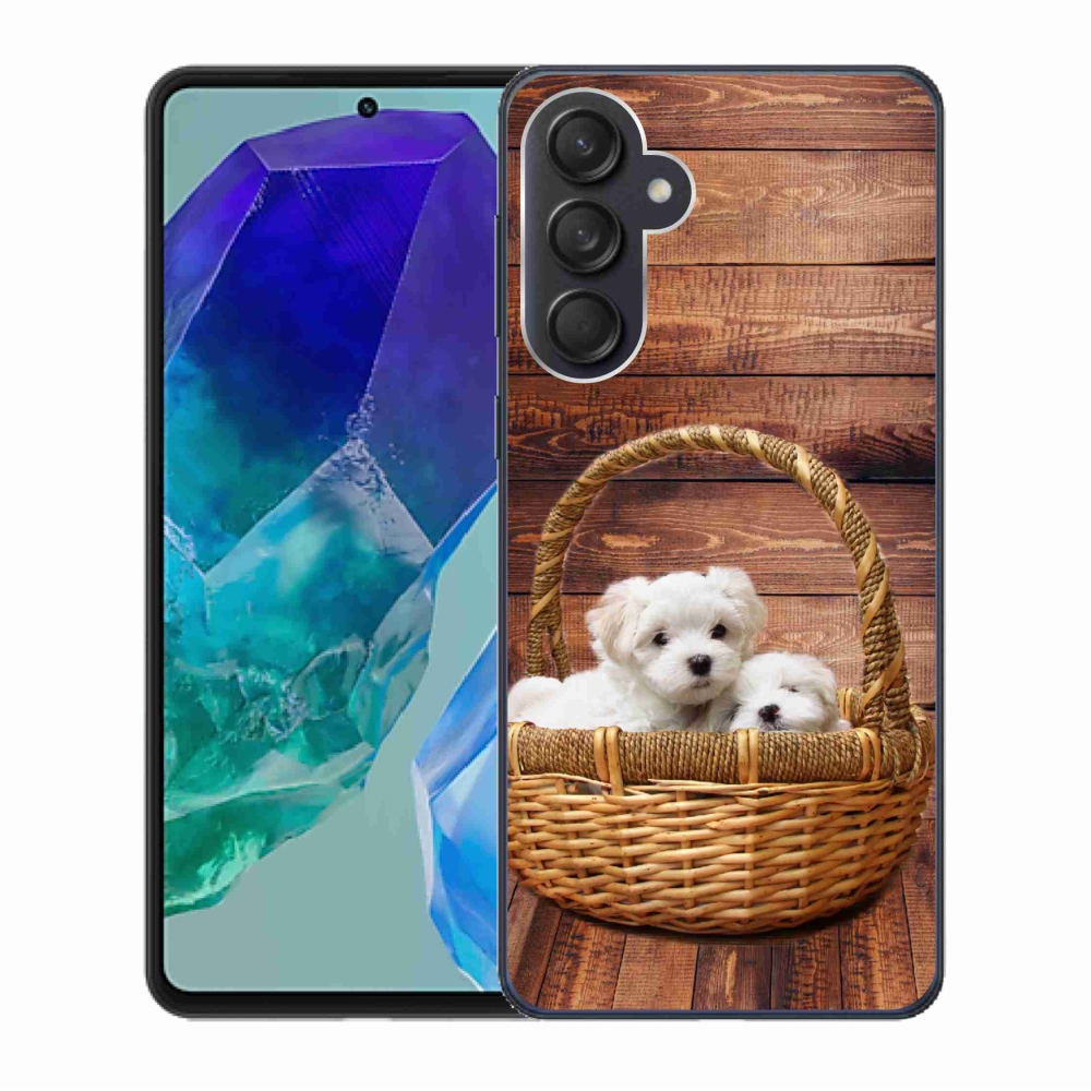 Gelový kryt mmCase na Samsung Galaxy M55 5G - štěňátka