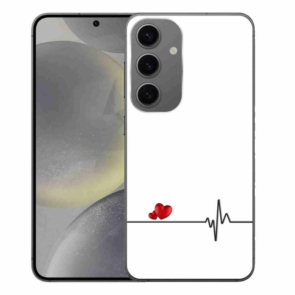 Gelový kryt mmCase na Samsung Galaxy S24+ - srdce a tep bílé pozadí