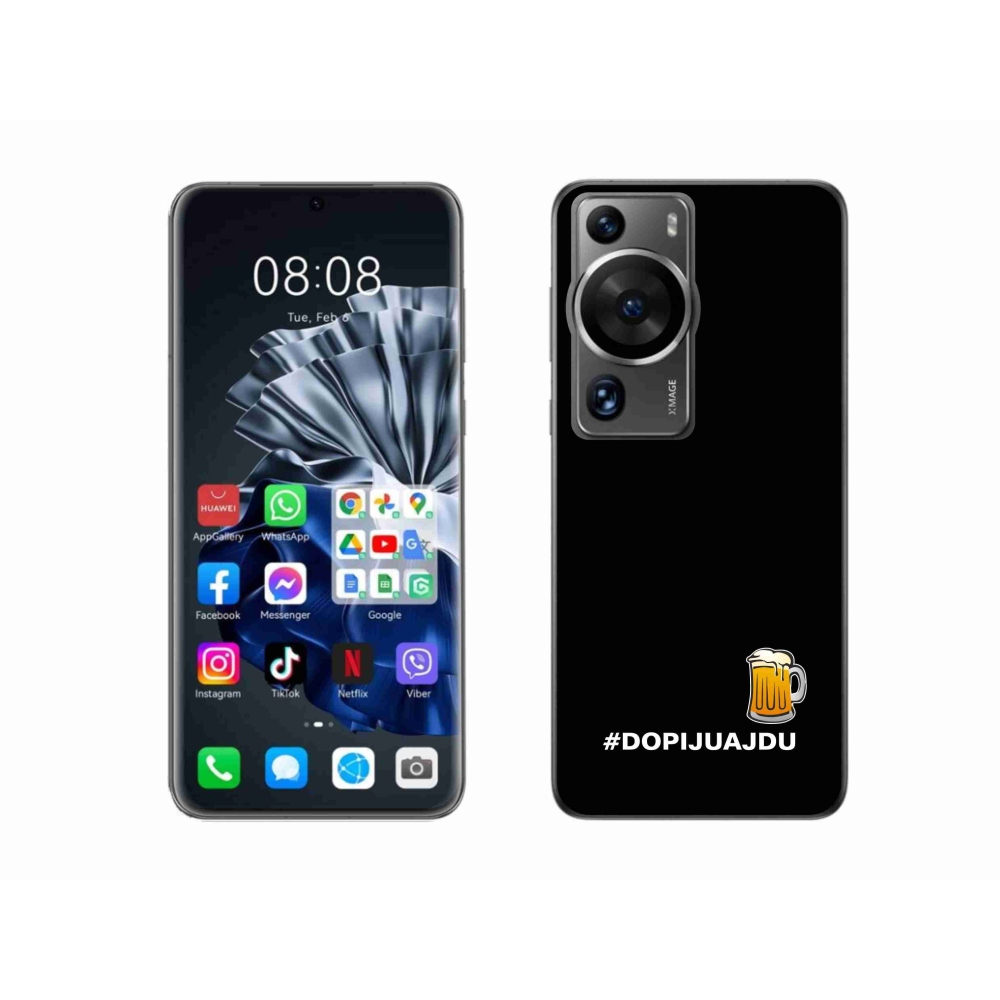 Gelový kryt mmCase na Huawei P60 Pro - pivní motiv 1 černé pozadí