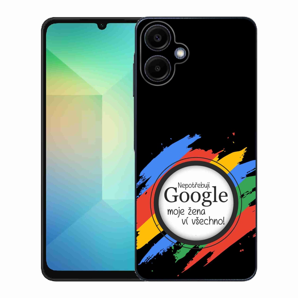 Gelový kryt mmCase na Samsung Galaxy A06 4G - žena ví všechno černé pozadí