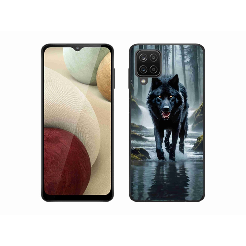 Gelový kryt mmCase na Samsung Galaxy M12 - černý vlk