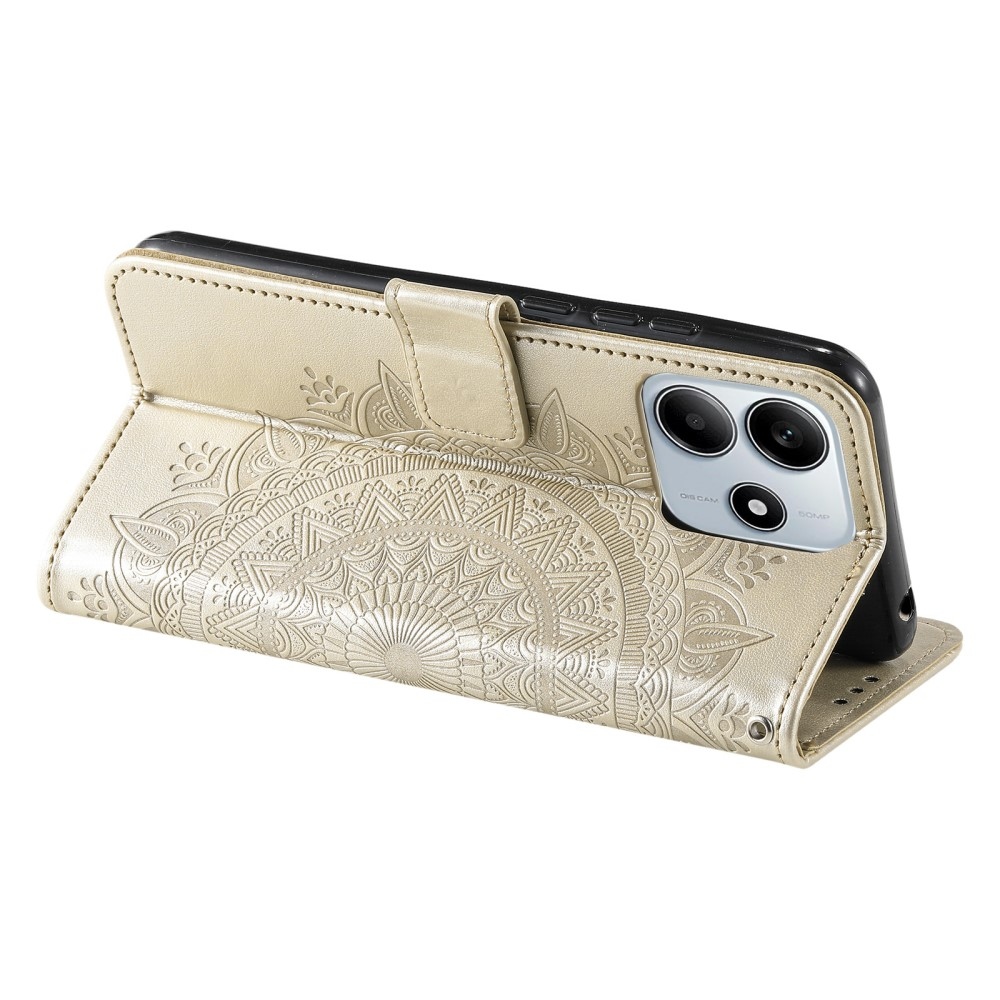 Mandala knížkové pouzdro na Xiaomi Redmi Note 14 - zlaté