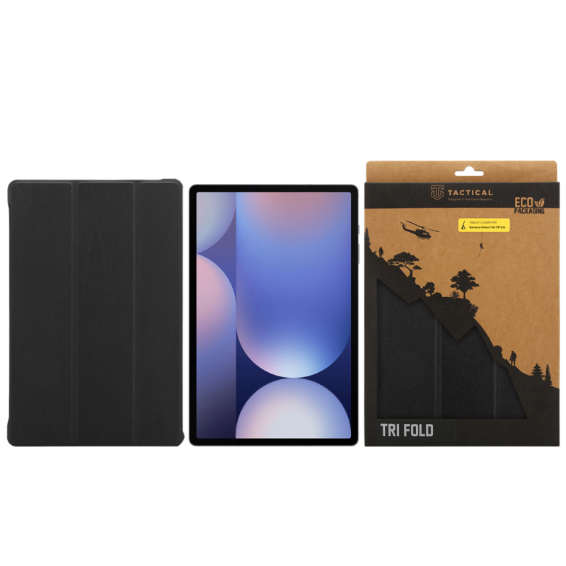 Tactical Book Tri Fold Pouzdro pro Samsung Galaxy Tab S9/S9 FE/S10 FE/S10 Lite Black