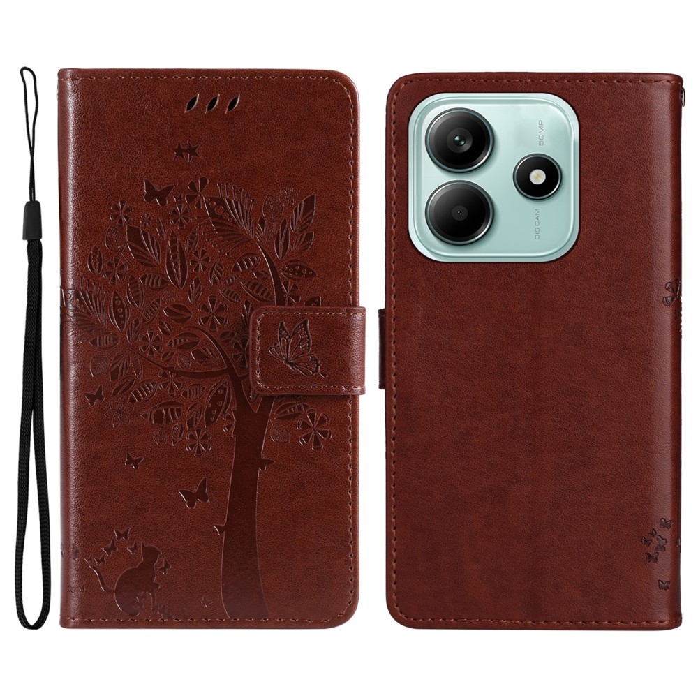 Trees knížkové pouzdro na Xiaomi Redmi Note 14 5G - hnědé