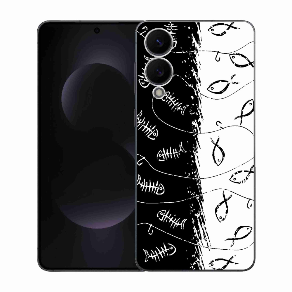 Gelový kryt mmCase na Samsung Galaxy S25 Edge - kostry a rybky