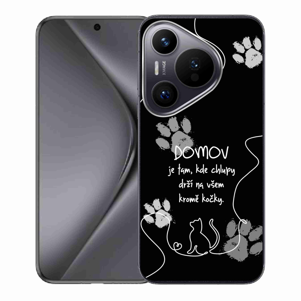 Gelový kryt mmCase na Huawei Pura 70 - kočičí motiv černé pozadí