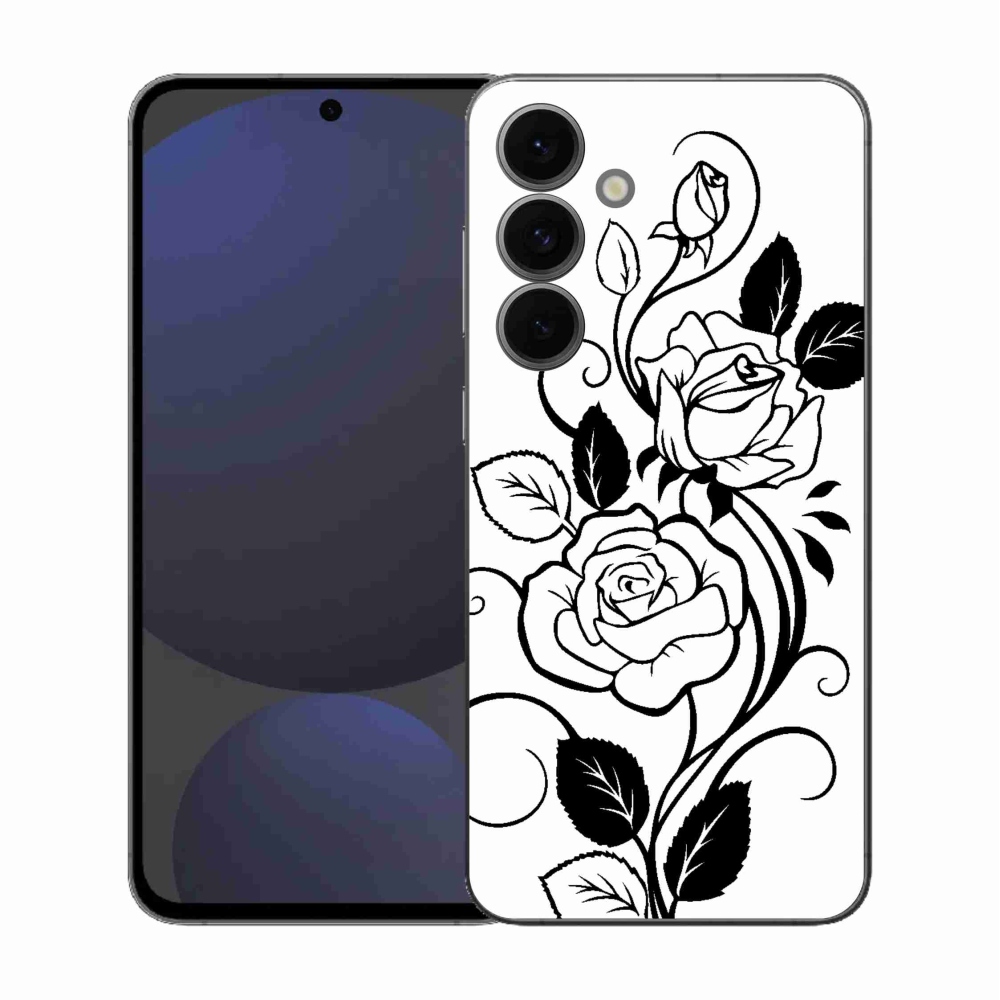 Gelový kryt mmCase na Samsung Galaxy S25 FE - černobílá růže
