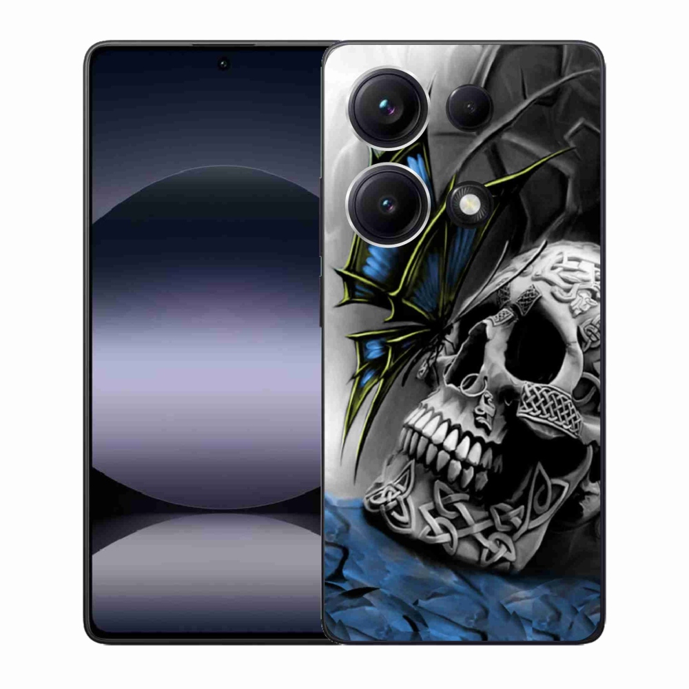 Gelový kryt mmCase na Xiaomi Redmi Note 14S - motýl a lebka