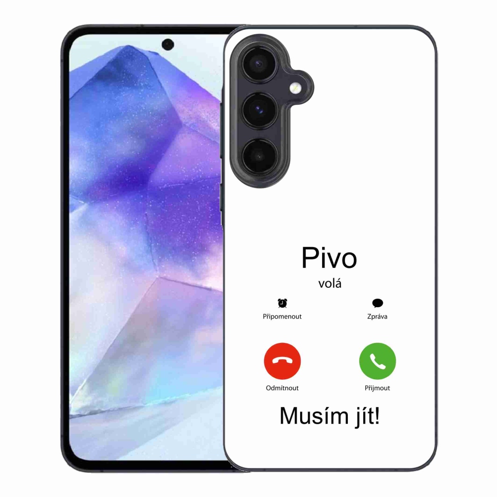 Gelový kryt mmCase na Samsung Galaxy A55 5G - pivo volá bílé pozadí