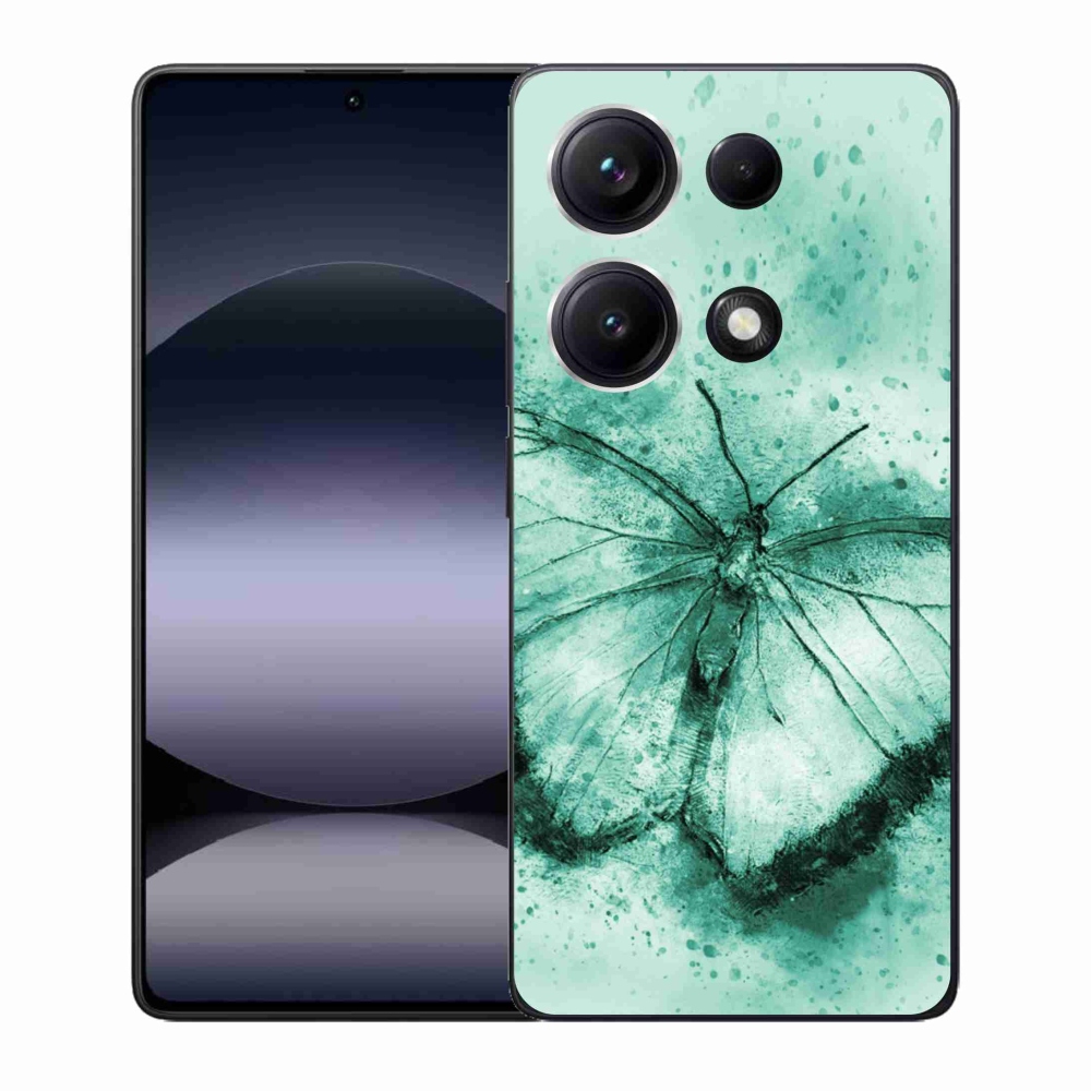 Gelový kryt mmCase na Xiaomi Redmi Note 14S - zelený motýl