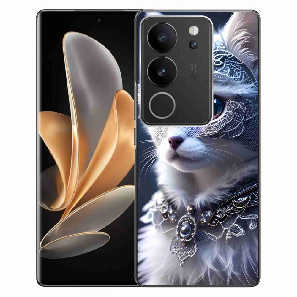 Gelový kryt mmCase na Vivo V29 5G - bílá kočka