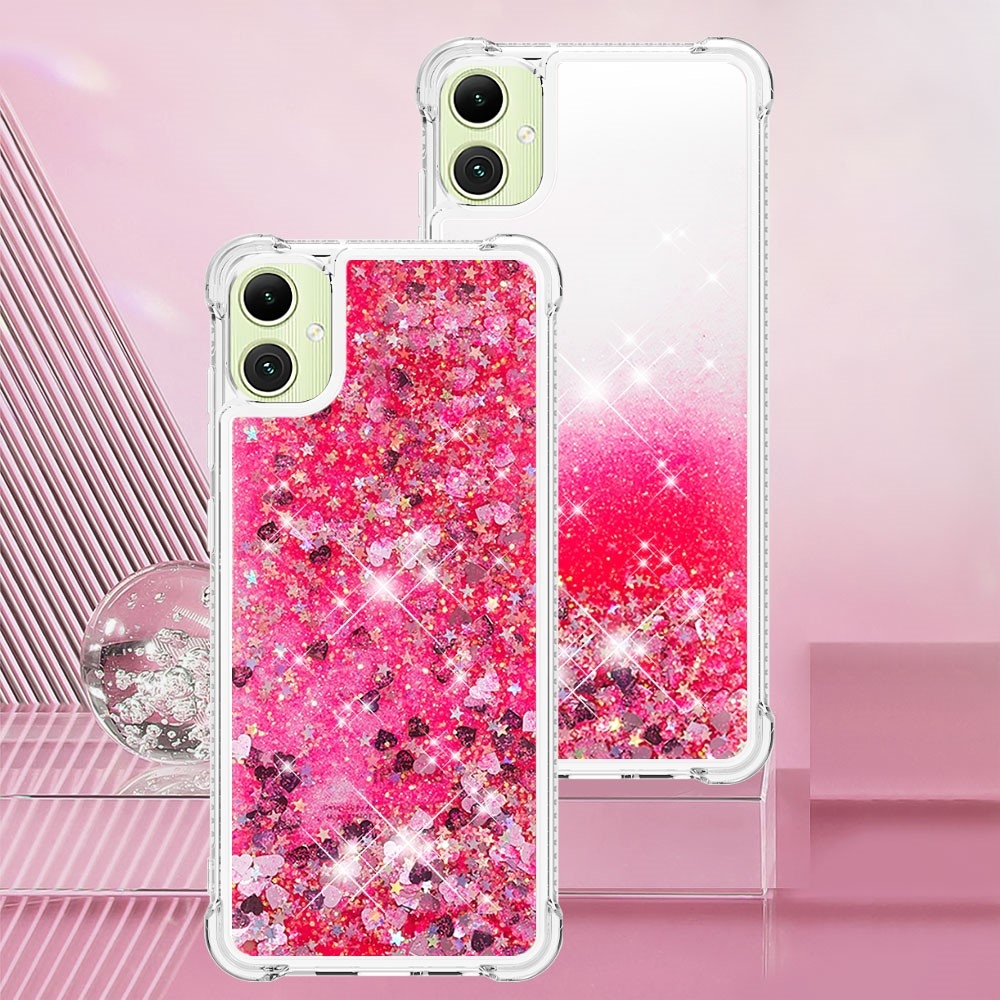 Glitter přesýpací gelový obal na Samsung Galaxy A06 4G - růžový/srdíčka