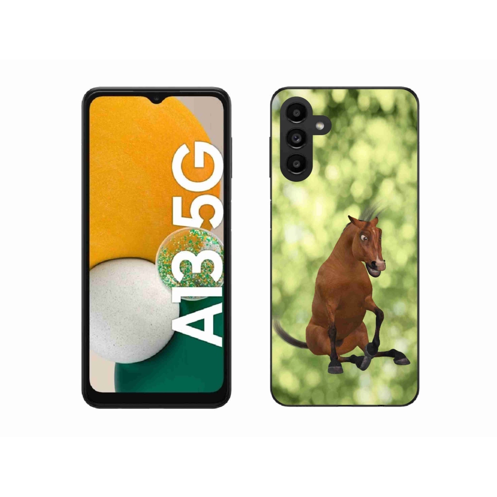 Gelový kryt mmCase na Samsung Galaxy A13 5G - hnědý kreslený kůň 1