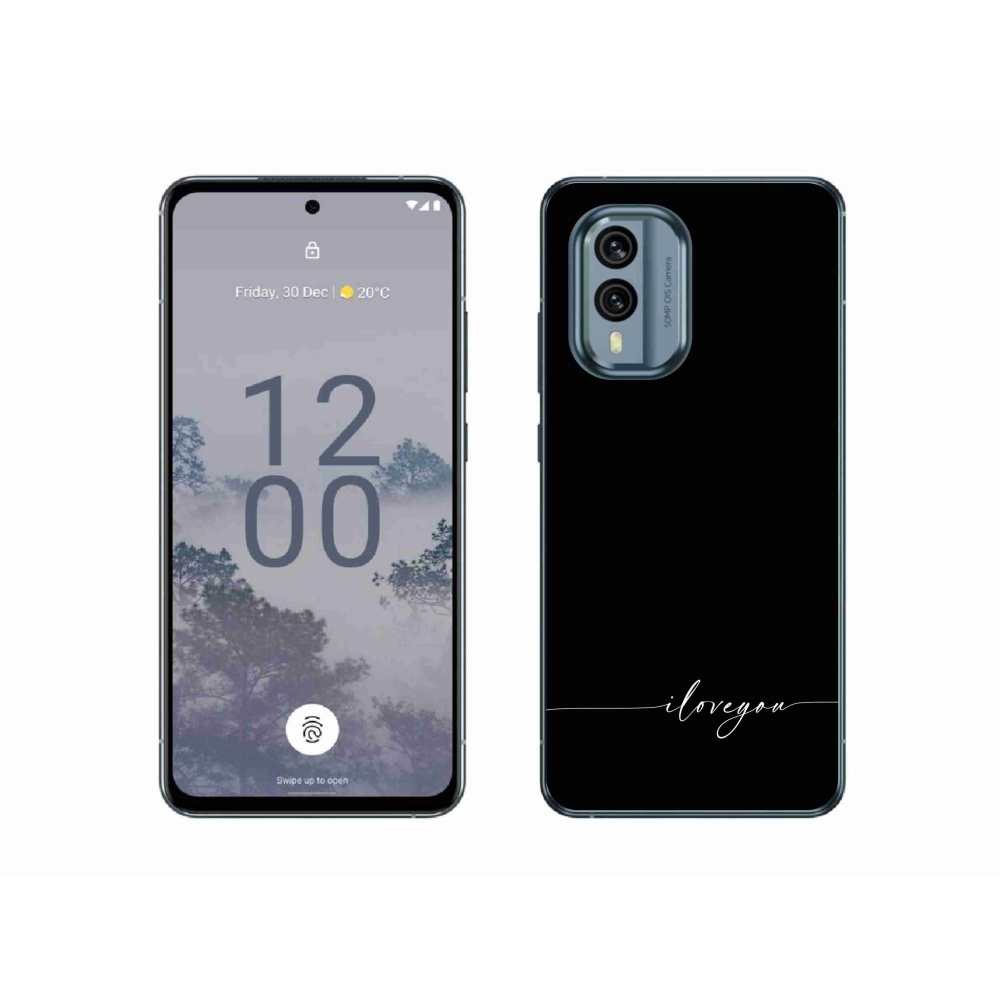 Gelový kryt mmCase na Nokia X30 5G - I love you černé pozadí