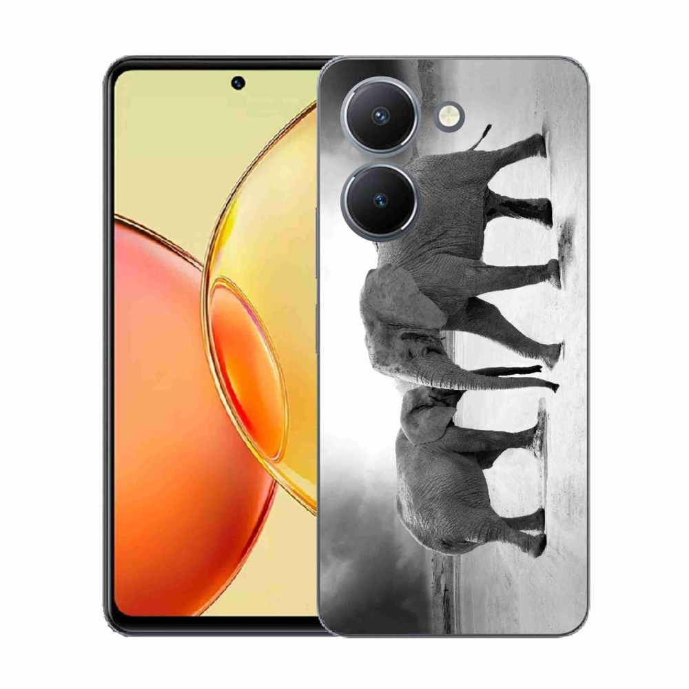 Gelový kryt mmCase na Vivo Y36 - černobílí sloni