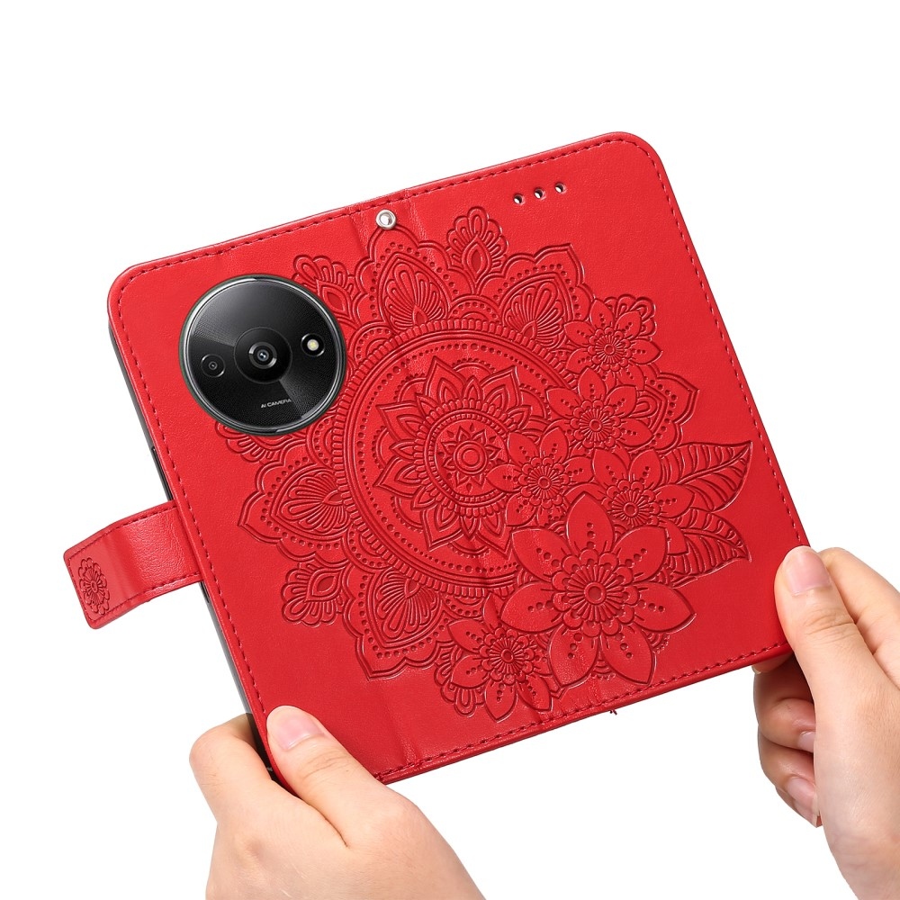 Mandala knížkové pouzdro na Xiaomi Redmi A3 - červené