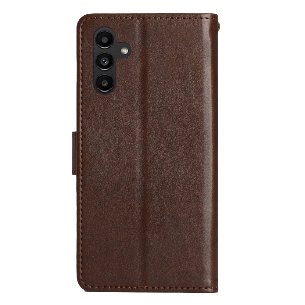 Flowers knížkové pouzdro na Samsung Galaxy A05s - hnědé