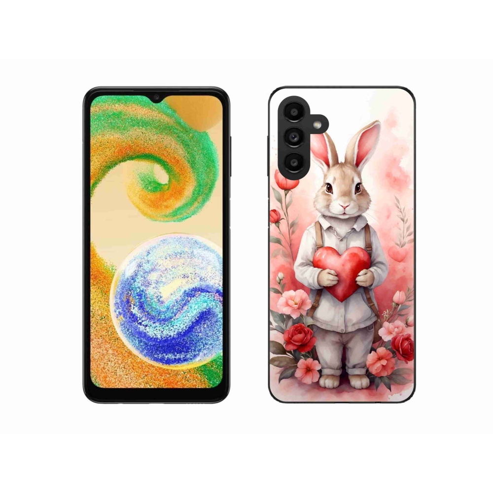 Gelový kryt mmCase na Samsung Galaxy A04s (164.7x76.7x9.1mm) - zajíc se srdíčkem