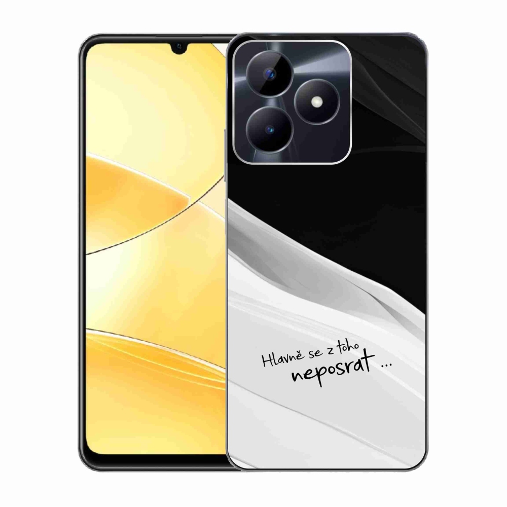 Gelový kryt mmCase na Realme C51/C53 - vtipný text 13 bíločerné pozadí
