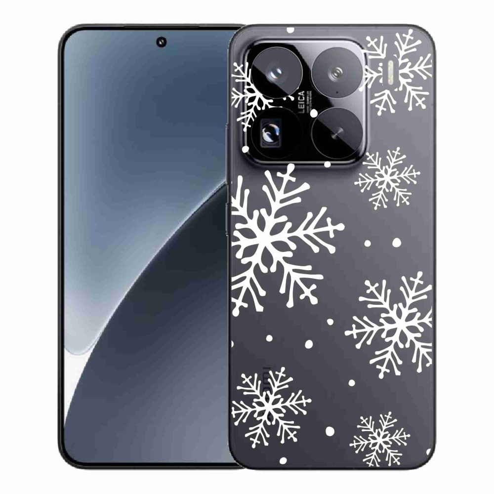 Gelový kryt mmCase na Xiaomi 15 Pro - bílé vločky na průhledném pozadí