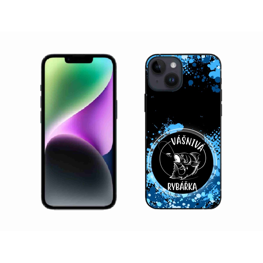 Gelový kryt mmCase na iPhone 14 - vášnivá rybářka černé pozadí