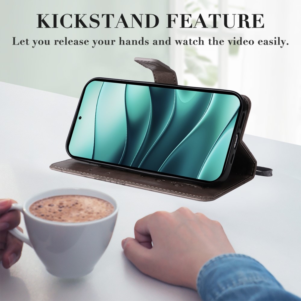 Big Butterfly knížkové pouzdro na Xiaomi Redmi Note 14 5G - šedé