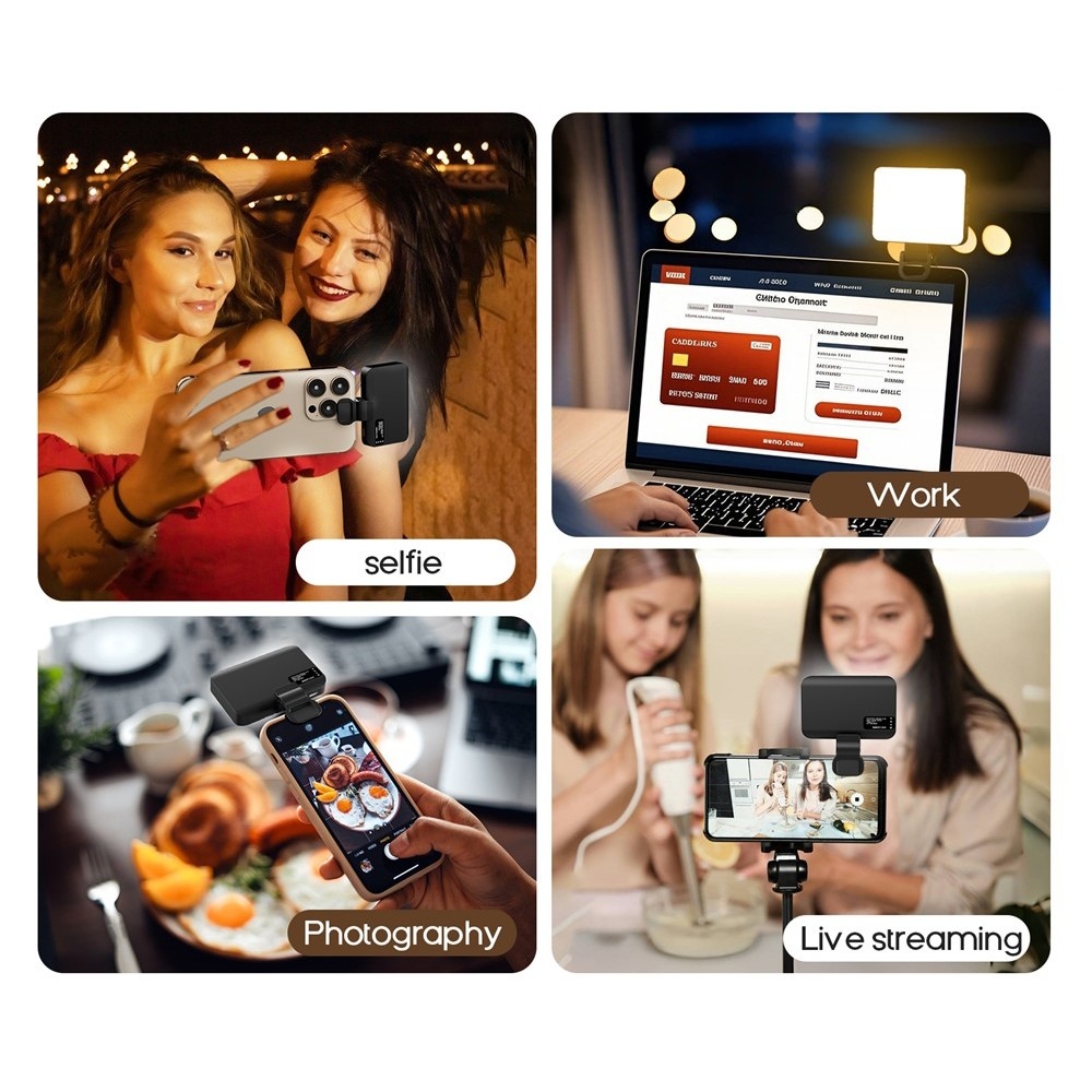 LED přisvětlovací světlo na mobil s klipem - černé