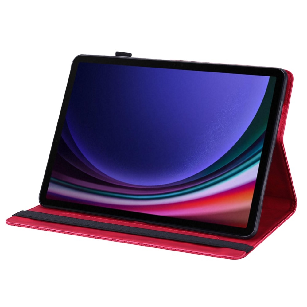 Flowers zavírací pouzdro na Samsung Galaxy Tab S9 FE/Tab S10 FE - červené