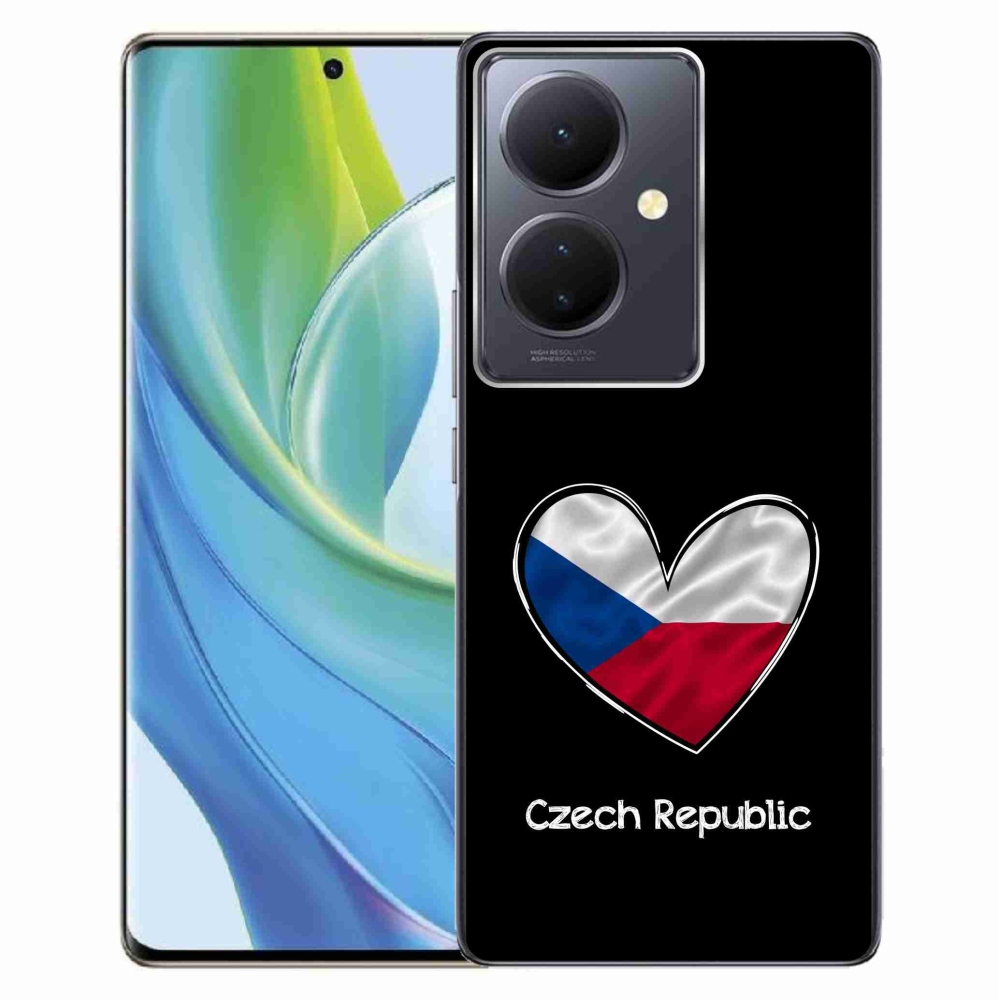 Gelový kryt mmCase na Vivo V29 Lite 5G - vlajka srdce černé pozadí
